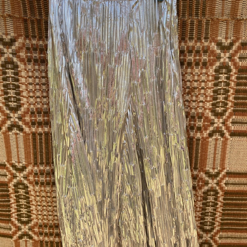 anthropologie maeve silver skirt